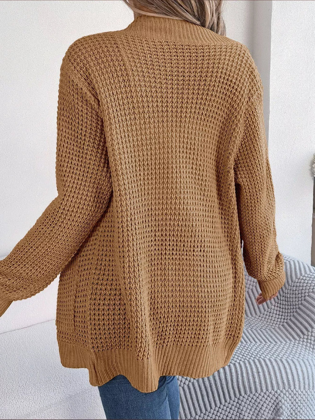 Chunky Knit Open Front Cardigan with Pockets