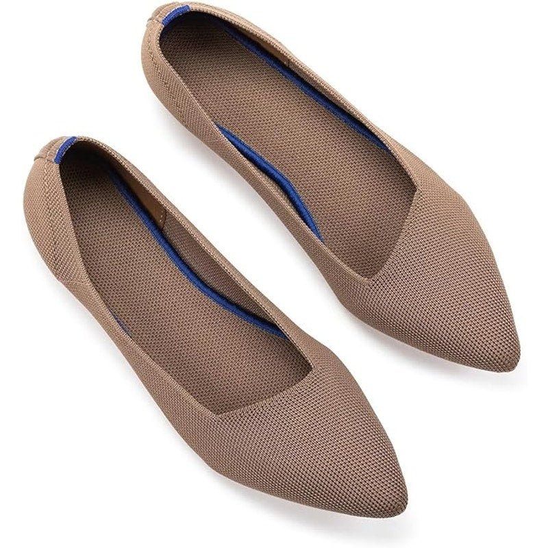 New Frank Mully Womens Size 6 Brown Knit Pointed Toe Slip On Comfort Flats Shoes