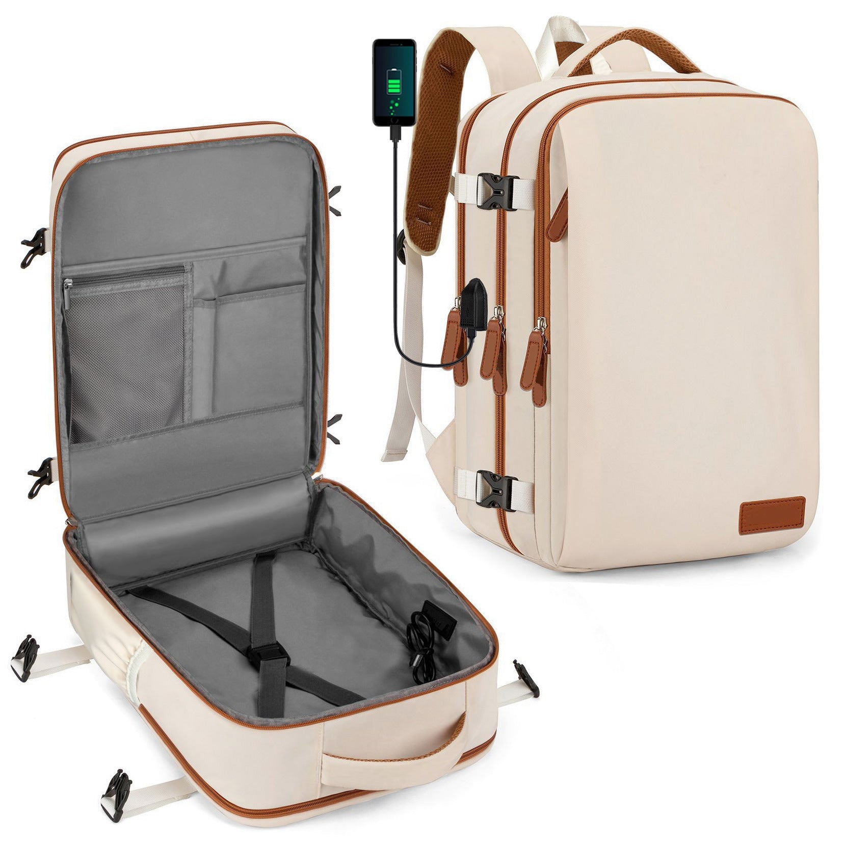 Men's Large Oxford Cloth Backpack – 36–55L Casual Travel Bag