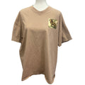 Hand Printed Upcycled Mens XL Wild Lion Cotton Blend Short Sleeve V-Neck Tee