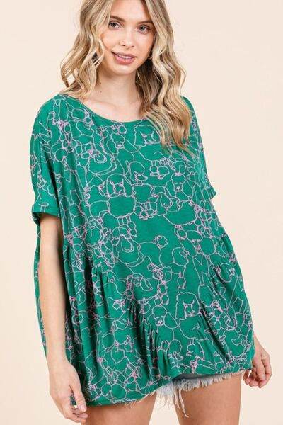 Mittoshop Abstract Print Round Neck Short Sleeve Top