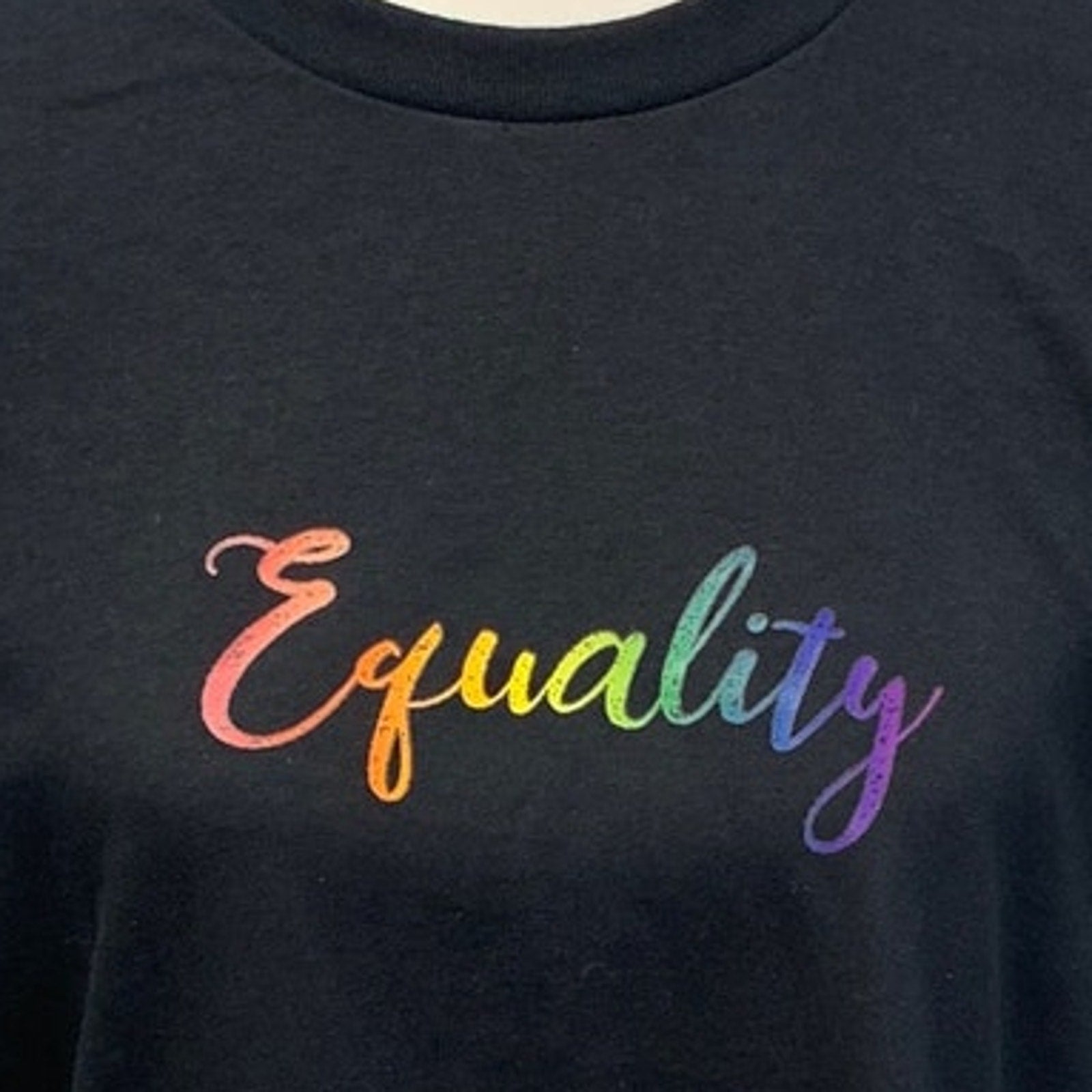 Hand Printed Unisex 2XL Equality Rainbow Pride Cotton Crew Neck Short Sleeve Tee
