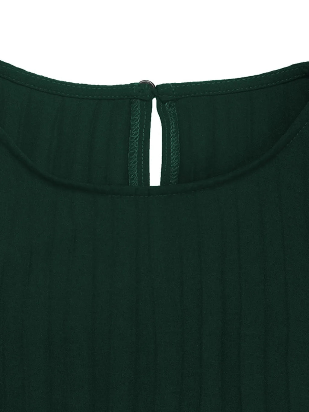 Pleated Round Neck Long Sleeve Dress