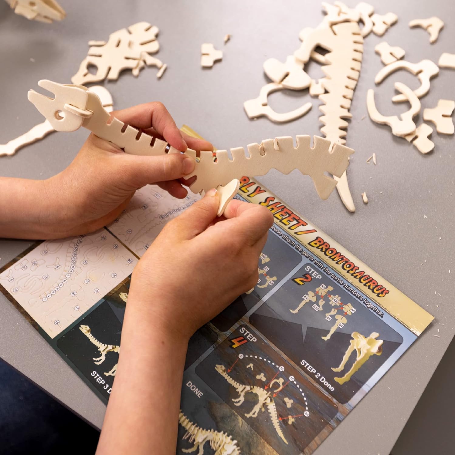 HapiNest Wooden 3D Puzzle Dinosaur Model Kit