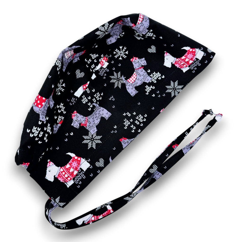 Winter Skull tie-back style surgical scrub cap by Paradise Caps.