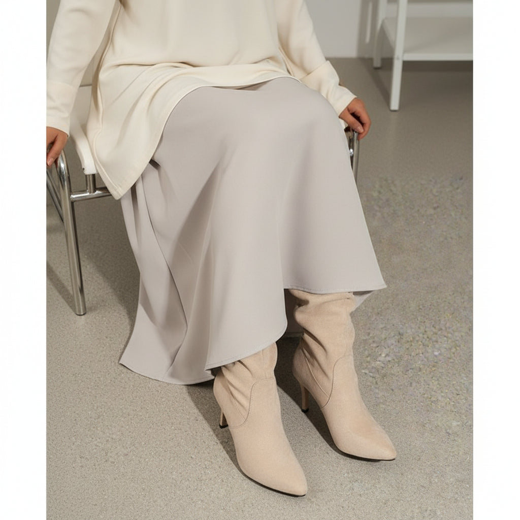 Women's Suede Stiletto Pointed-Toe Boots – High Heel Slip-On Winter Boots