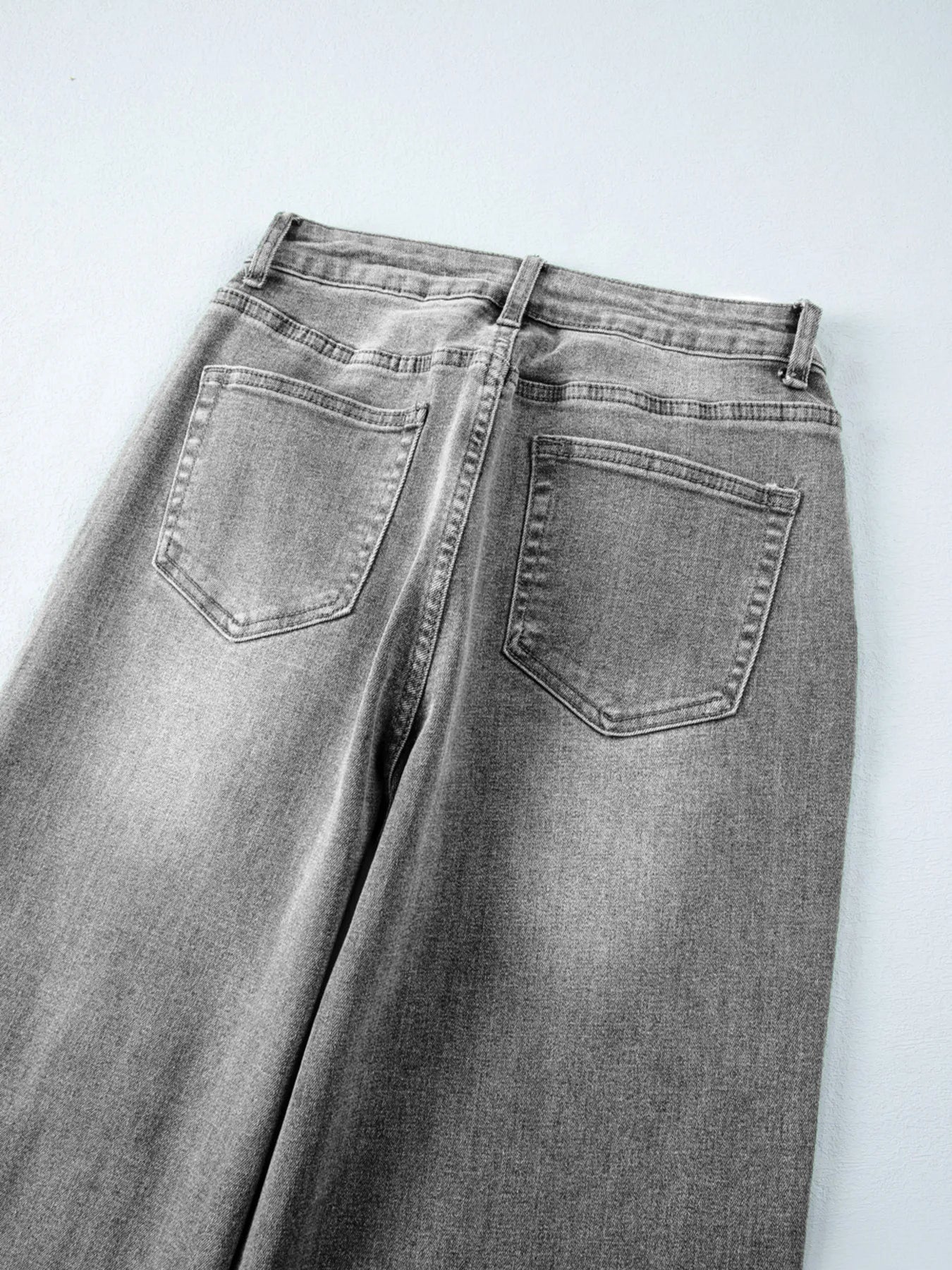High Waist Wide Leg Washed Jeans