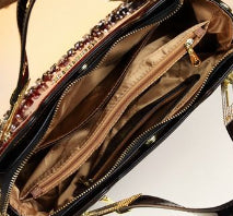 Studded Leather Tote Bag for Women – Diamond Encrusted Pillow Shape Shoulder Bag