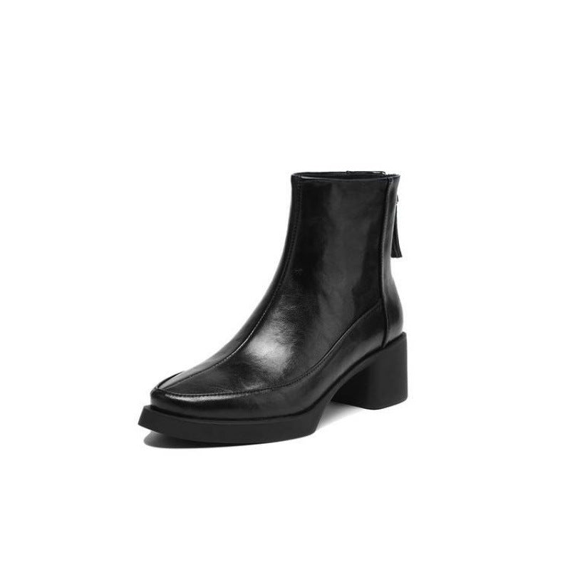 Women's Genuine Leather High-Heel Ankle Boots – Fall Winter Style