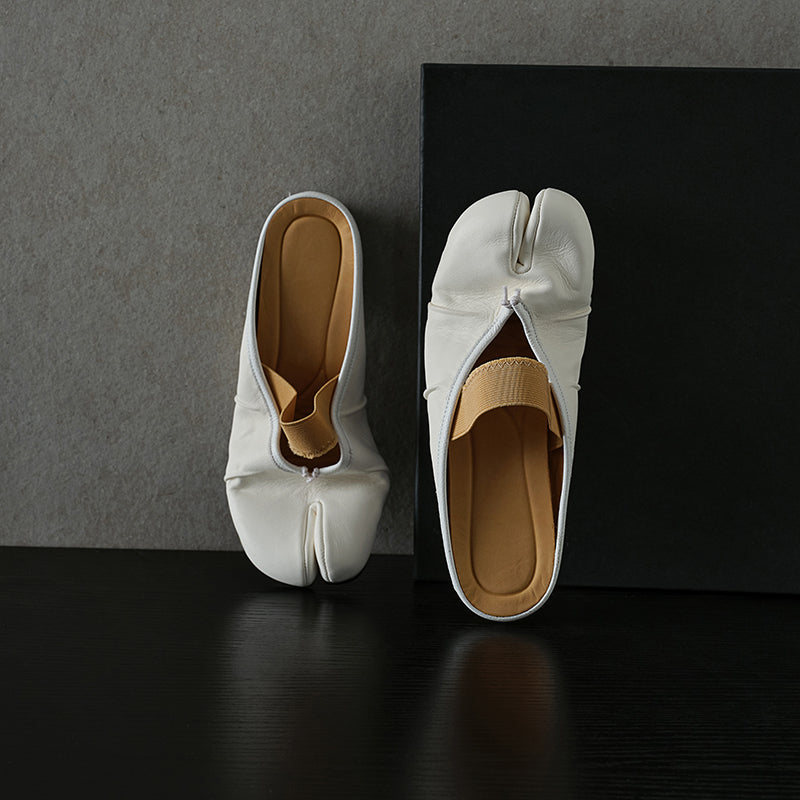 Women's Split-Toe Tabi Mules | Full Grain Cowhide Leather Ballet Flats