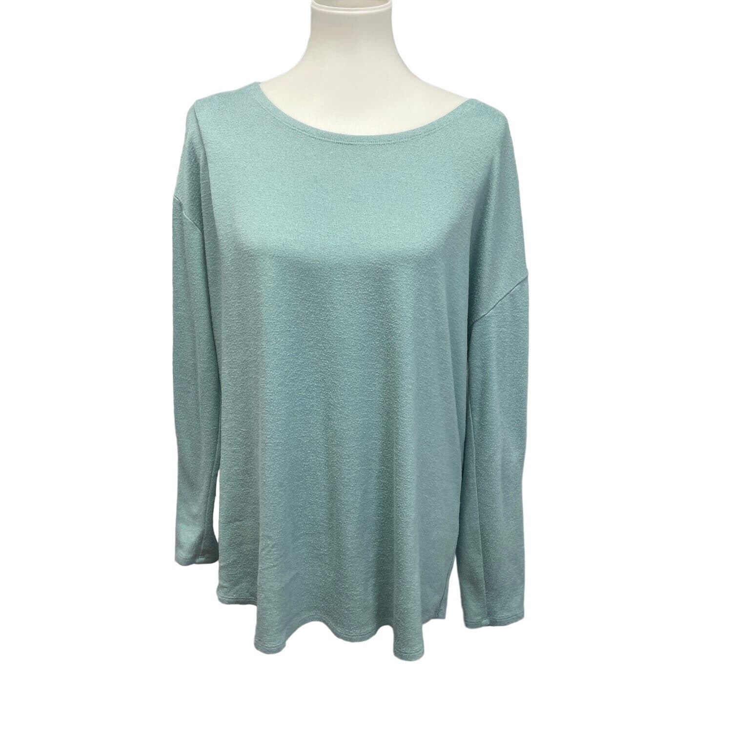 Flirtitude Active Womens Large Long Sleeve Scoop Neck Criss Cross Back Blouse