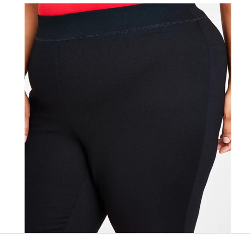 INC Womens Plus Size 24WP Skinny Pull-On Mid Rise Basic Black Ponte Pants