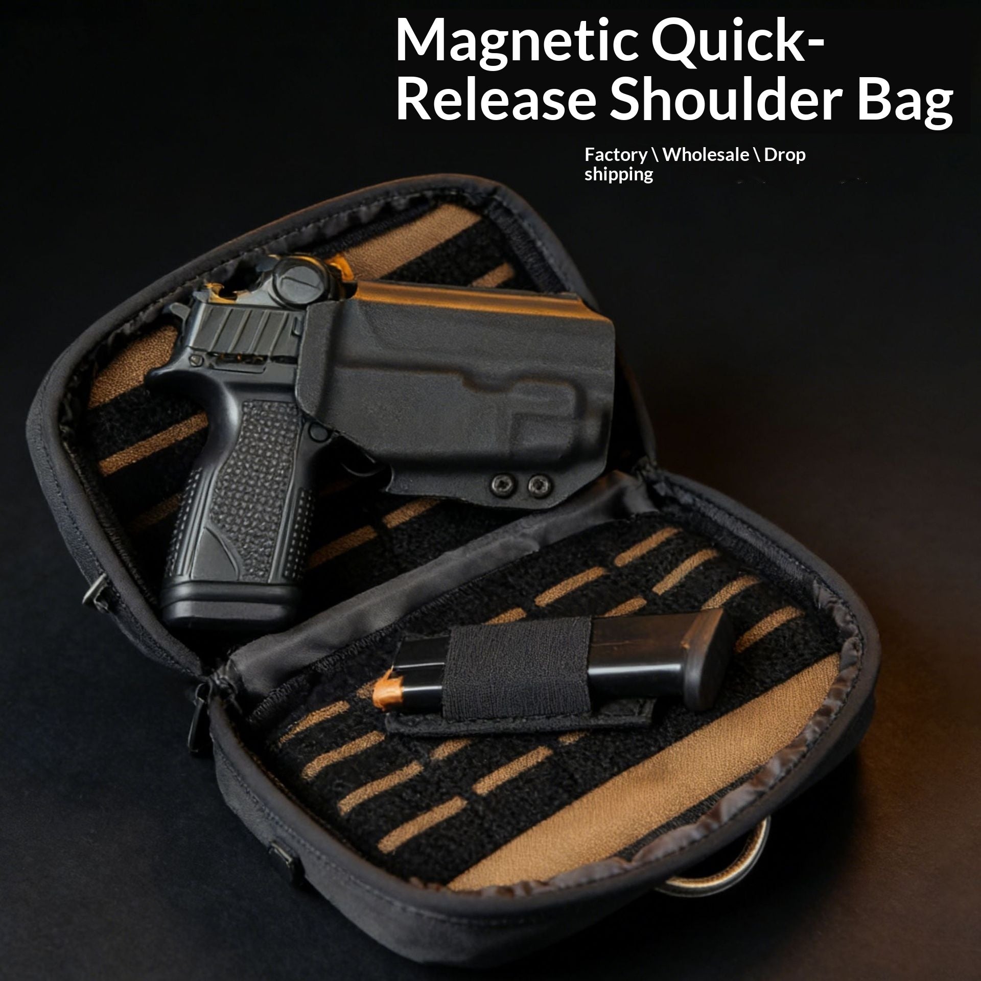 Magnetic Quick Release Holster Crossbody Shoulder Bag for Men – Lightweight Oxford Cloth