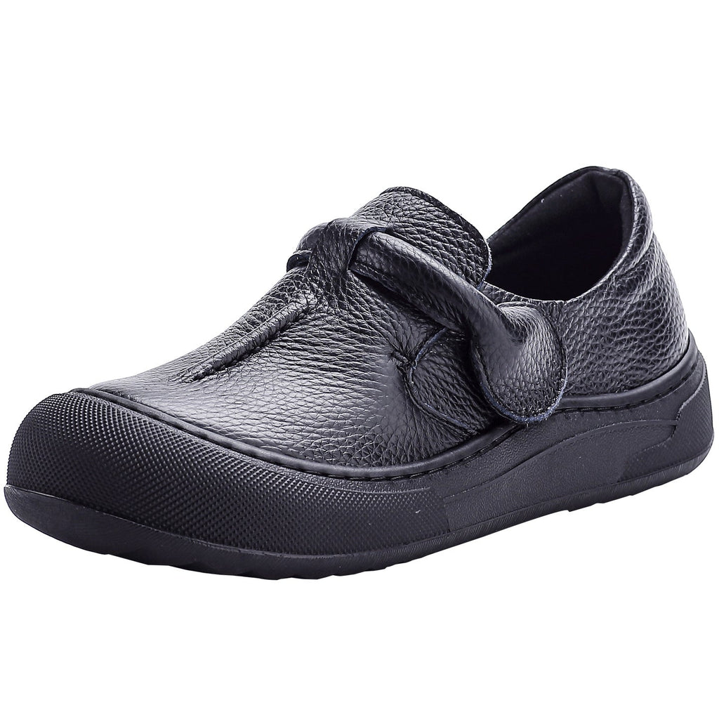 Women's Genuine Leather Slip-On Comfort Shoes | Velcro Vintage Casual Flat Shoes