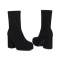 Women's Square Toe Chunky Heel Slip-On Ankle Boots | Block Heel Booties
