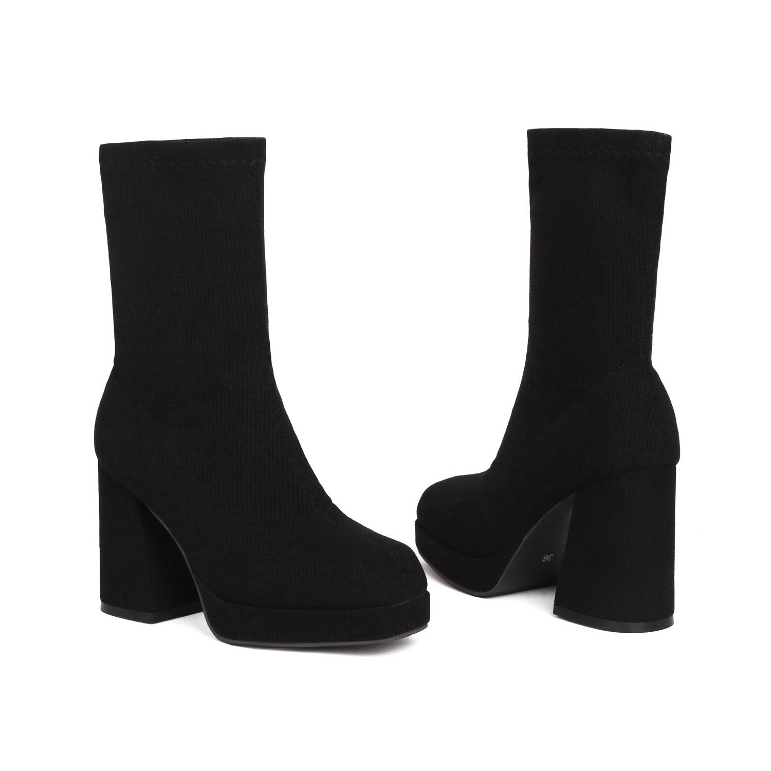Women's Square Toe Chunky Heel Slip-On Ankle Boots | Block Heel Booties