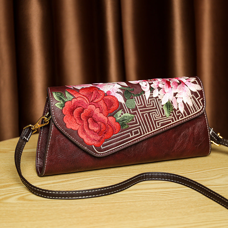 Chinese Floral Embroidered Shoulder Bag | Elegant Women's Handbag