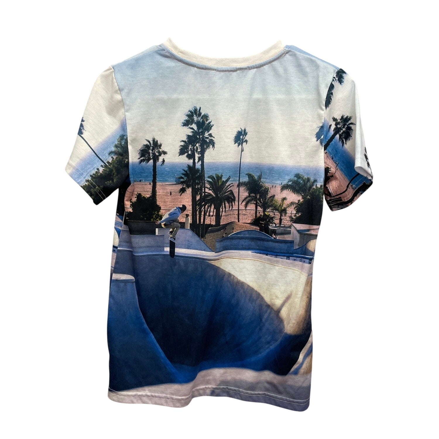 H&M Boys 10/12 Skateboarding Half Pipe Palm Tree Beach Short Sleeve Tee