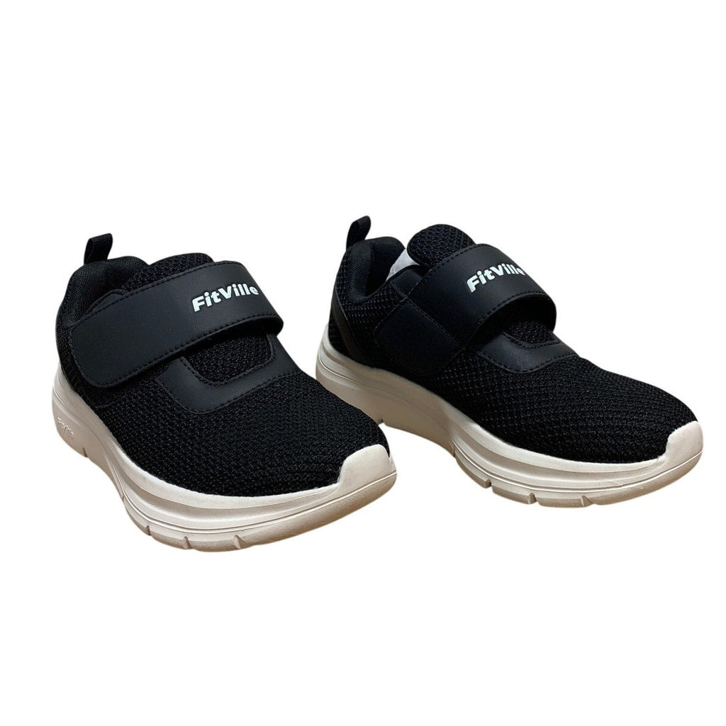 Fitville Womens Size 8 Black Sneakers Closed Round Toe Hook Loop Fastener Shoes