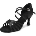 Hipposeus Womens Size 8.5 Black 3" Heels Open Round Toe Ankle Strap Shoes