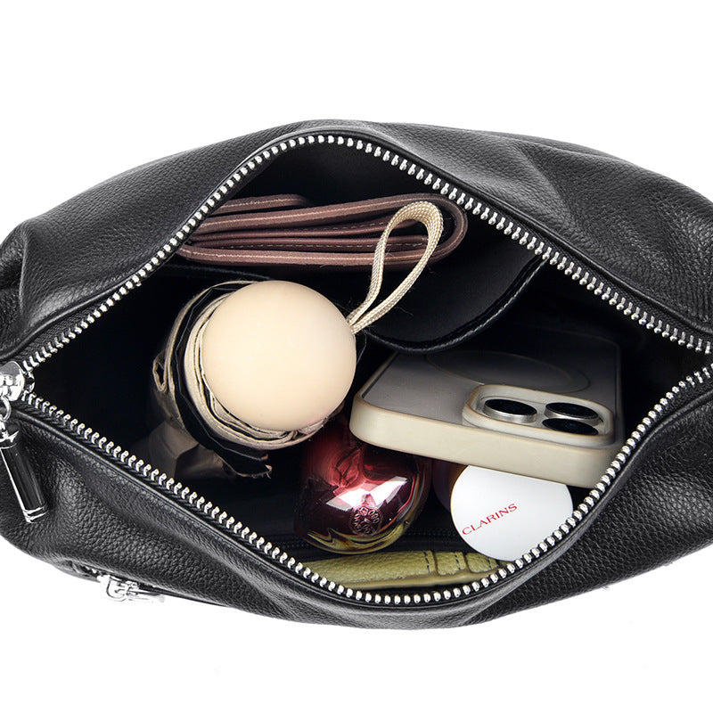Women's Top-Grain Genuine Leather Crossbody Bag – Large Capacity Minimalist Shoulder Bag