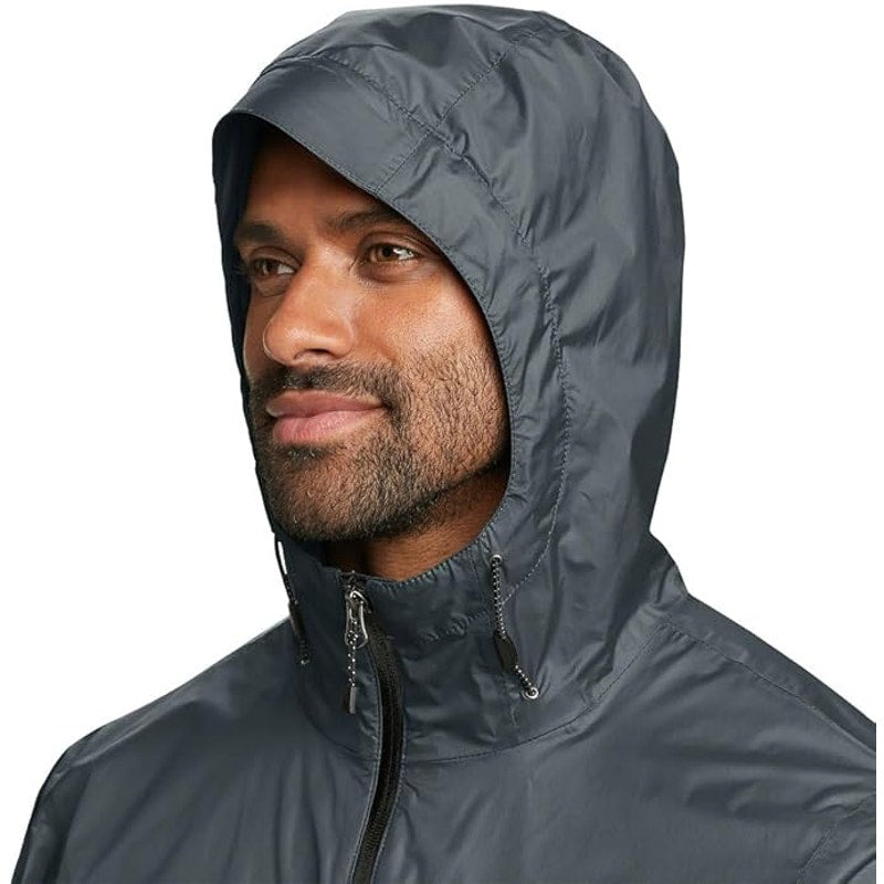 New Eddie Bauer Mens Medium Navy Blue Rippac Zip Up Weather Edge Pro Rain Jacket