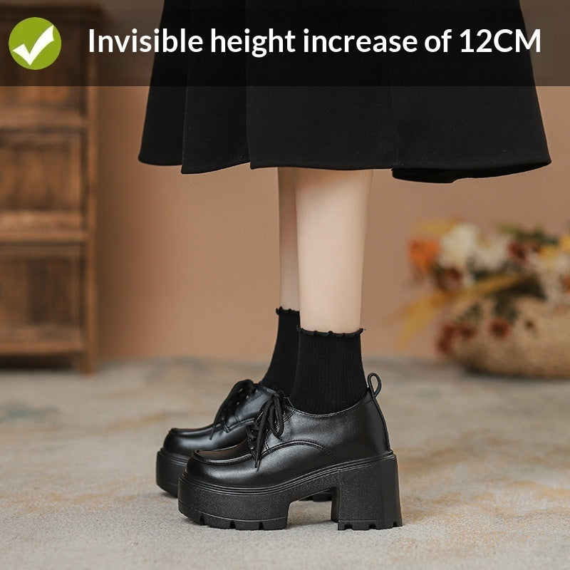 Chunky-Sole Lace-Up Loafers With Thick Chunky Heel | Women's Platform Shoes