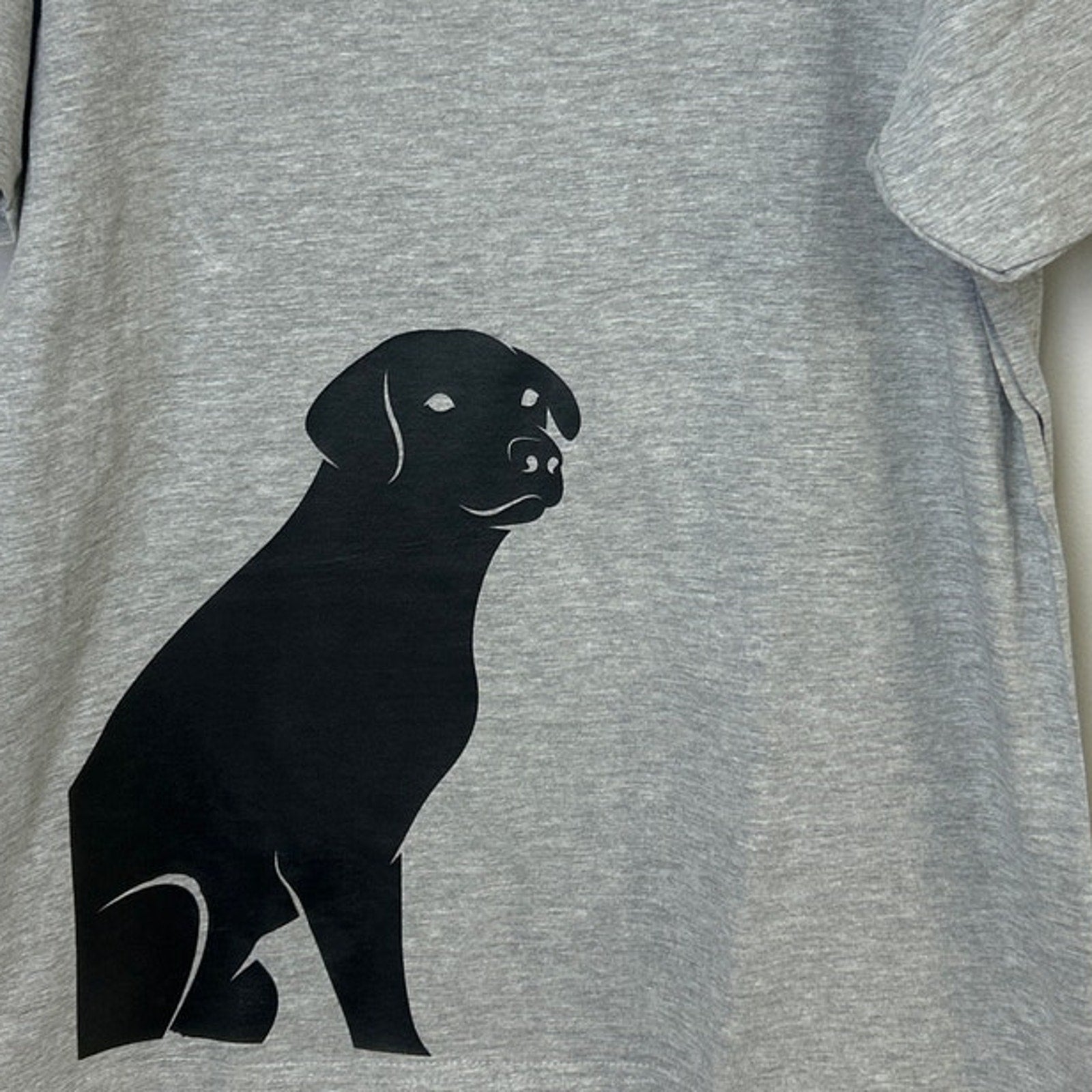 New Hand Printed Mens Small Gray Heathered Black Lab Dog Short Sleeve Tee Shirt