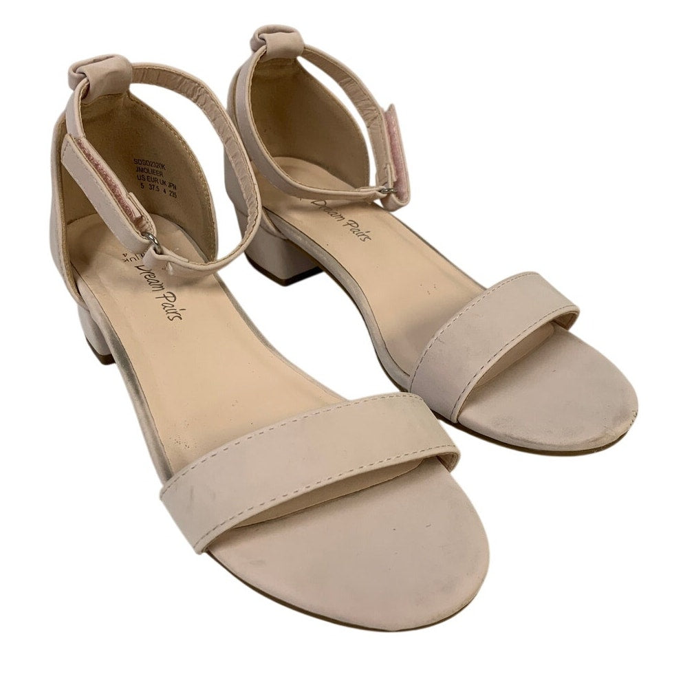 Dream Pairs Girls Size 5 Beige Tan 5" Heel Open Round Toe Ankle Strap Shoes