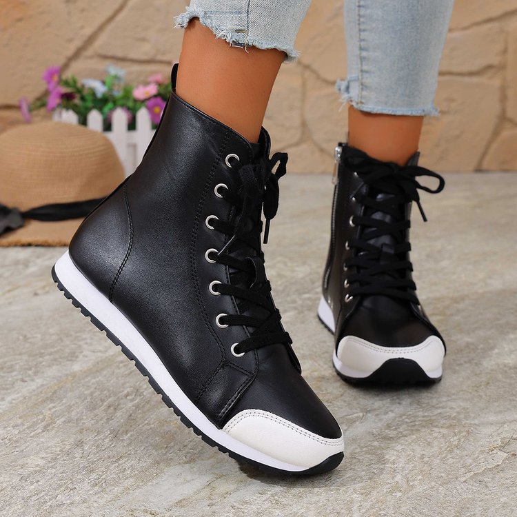 Women's Side-Zip Flat Ankle Boots - Casual Round Toe Winter Boots