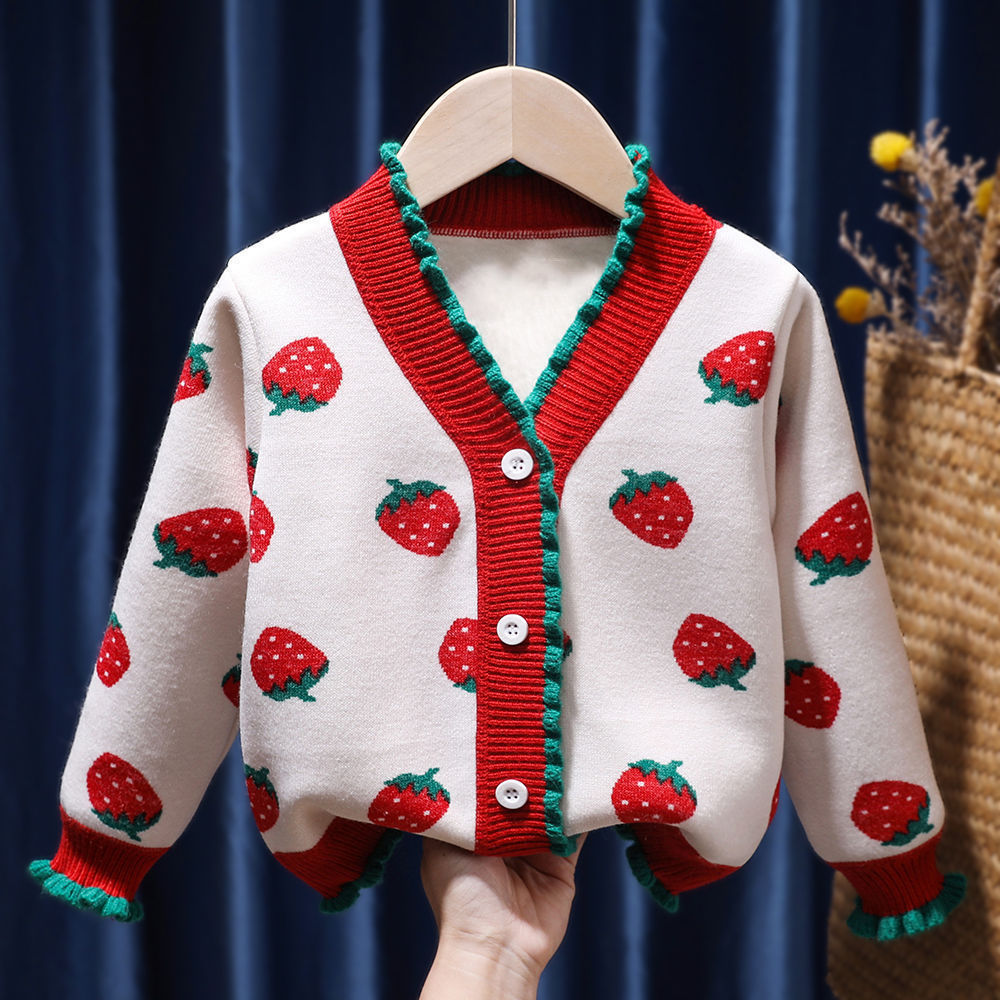 Girls' Fleece-lined Western Style Knitted Sweater Coat