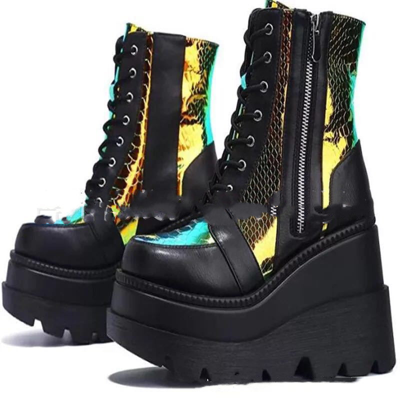 Women's Platform Boots | Genuine Leather Lace-Up Zipper Mid-Calf Winter Boots