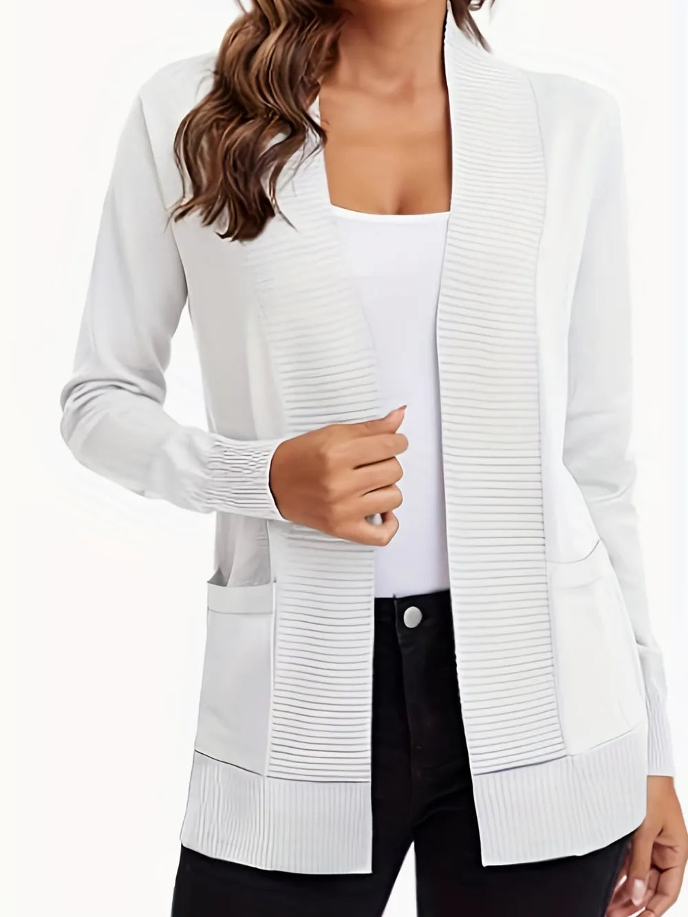 Open Front Long Sleeve Sweater Cardigan