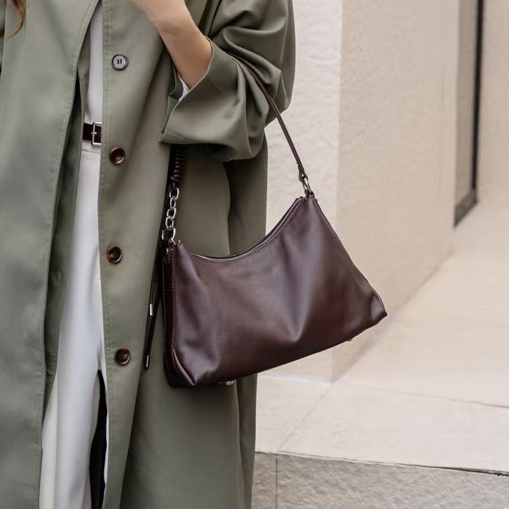 Women's Genuine Leather Crossbody Bag – Natural Cowhide Shoulder Bag
