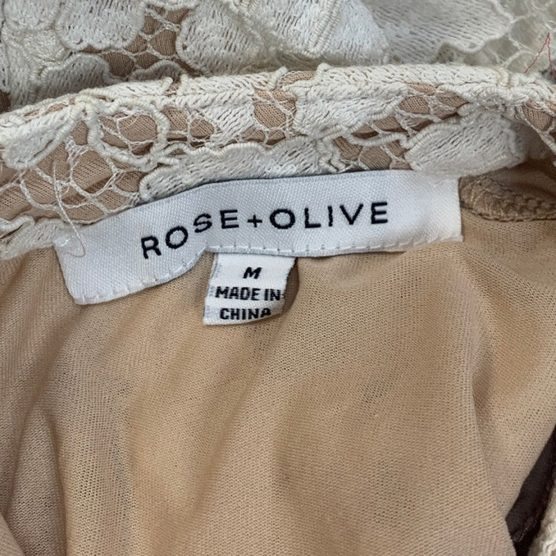 Rose + Olive Womens Medium Lace Lined Sleeveless High Collar Tank Top Blouse