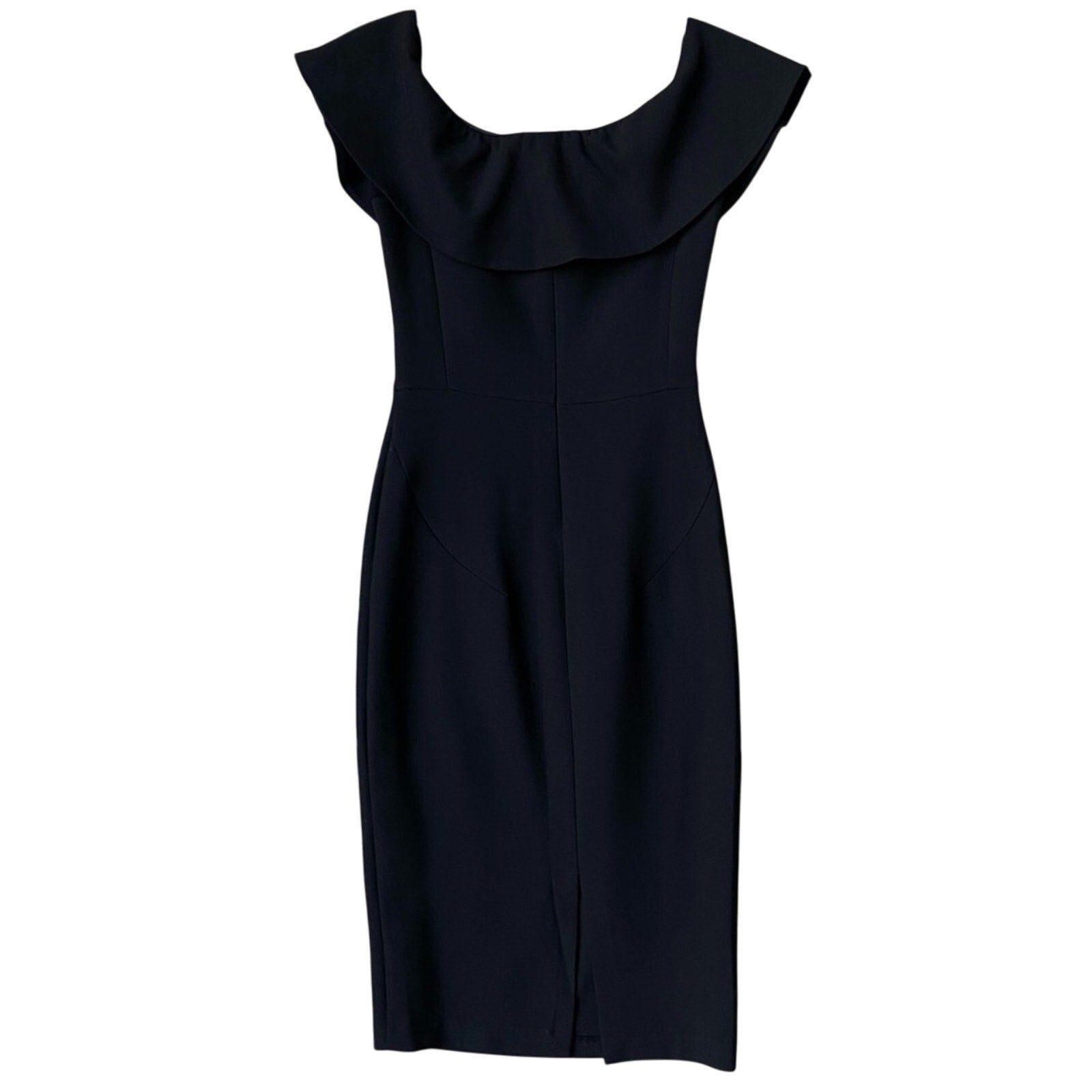 Zara Basic Womens Small Black 100% Polyester LBD Midi Off Shoulder Bodycon Dress