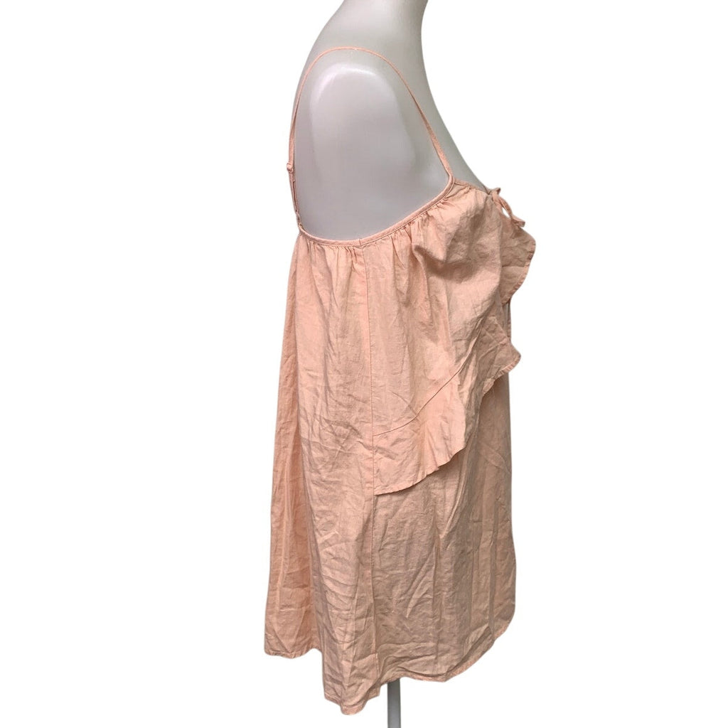 New Aerie Womens Small Orange Peach Spaghetti Strap Front Tie Flowy Mini Dress