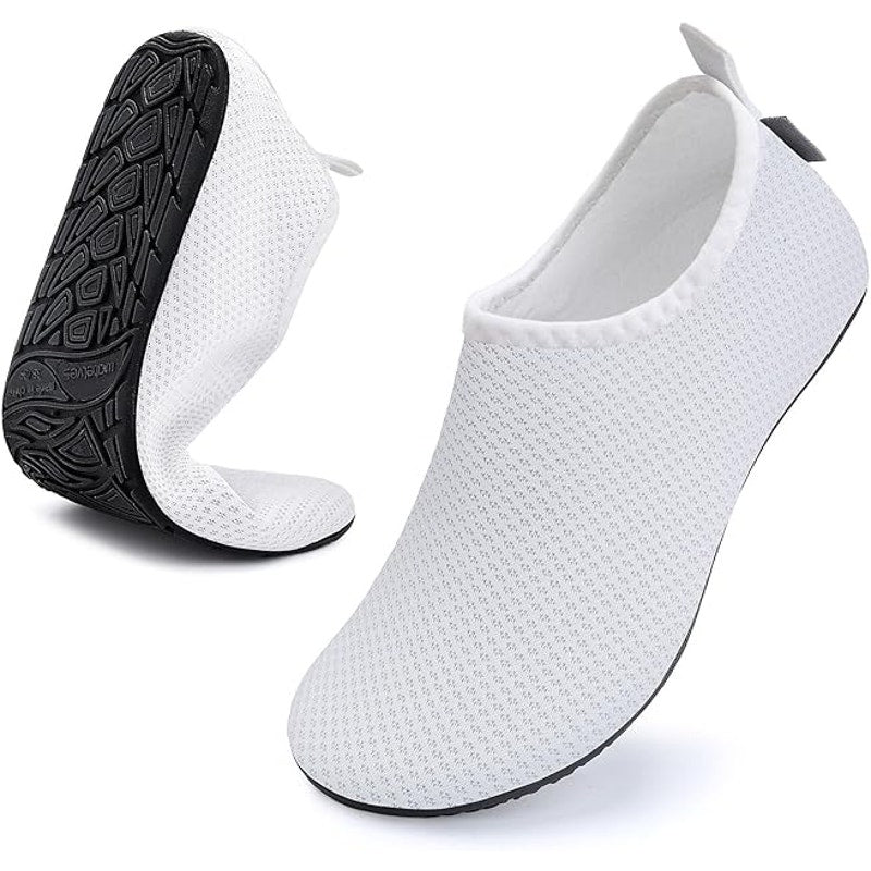 New WateLves Womens Size 7/8 White Mesh Slip On Quick Dry Aqua Socks Water Shoes