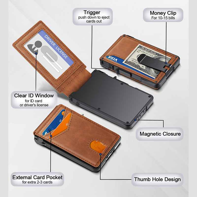Carbon Fiber Slim Folding Cardholder Wallet for Men – Minimalist PU Leather Bifold