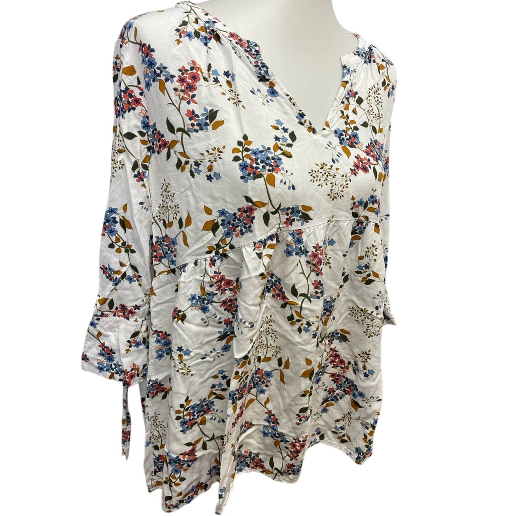 Motherhood Maternity Large 100% Rayon 3/4 Sleeve Flowy Floral Lightweight Blouse