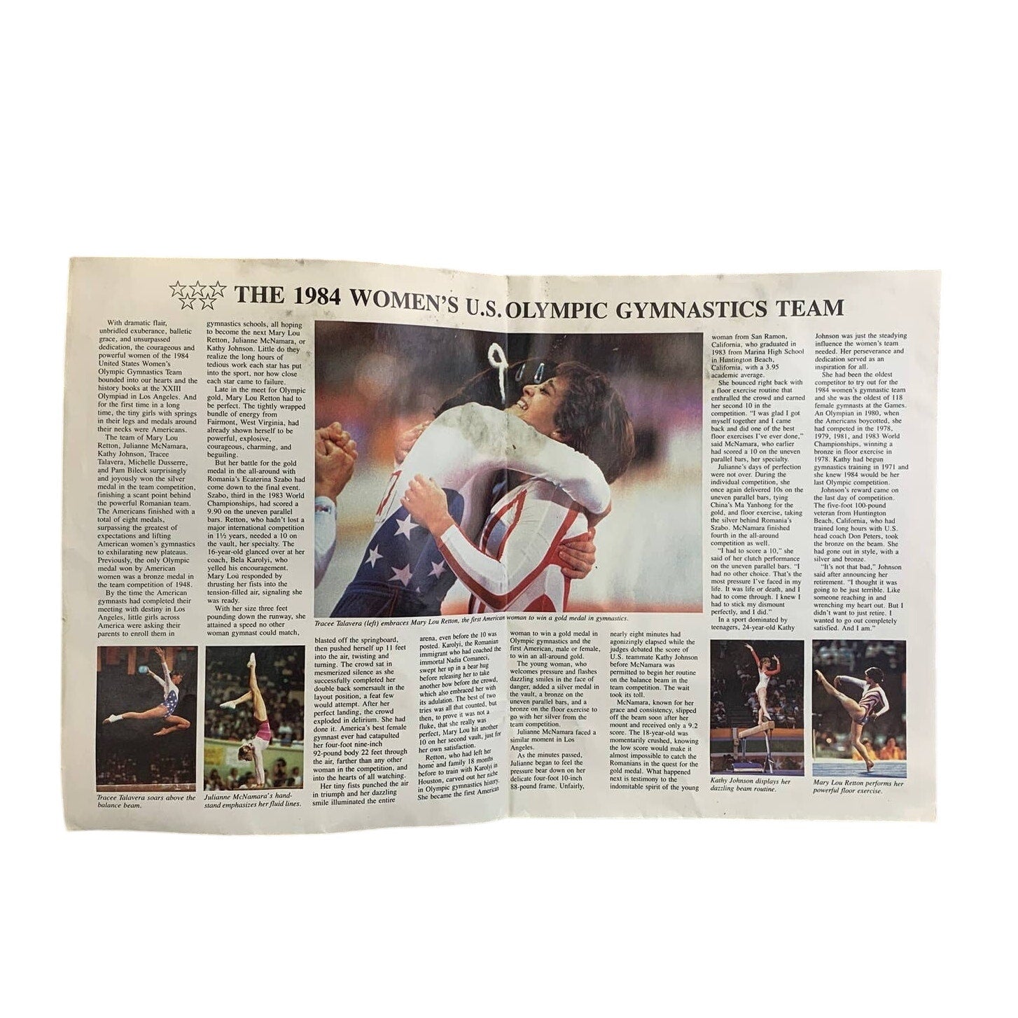 Vintage 1984 Olympic Women's Gymnastics Mary Lou Retton Souvenir Program Poster