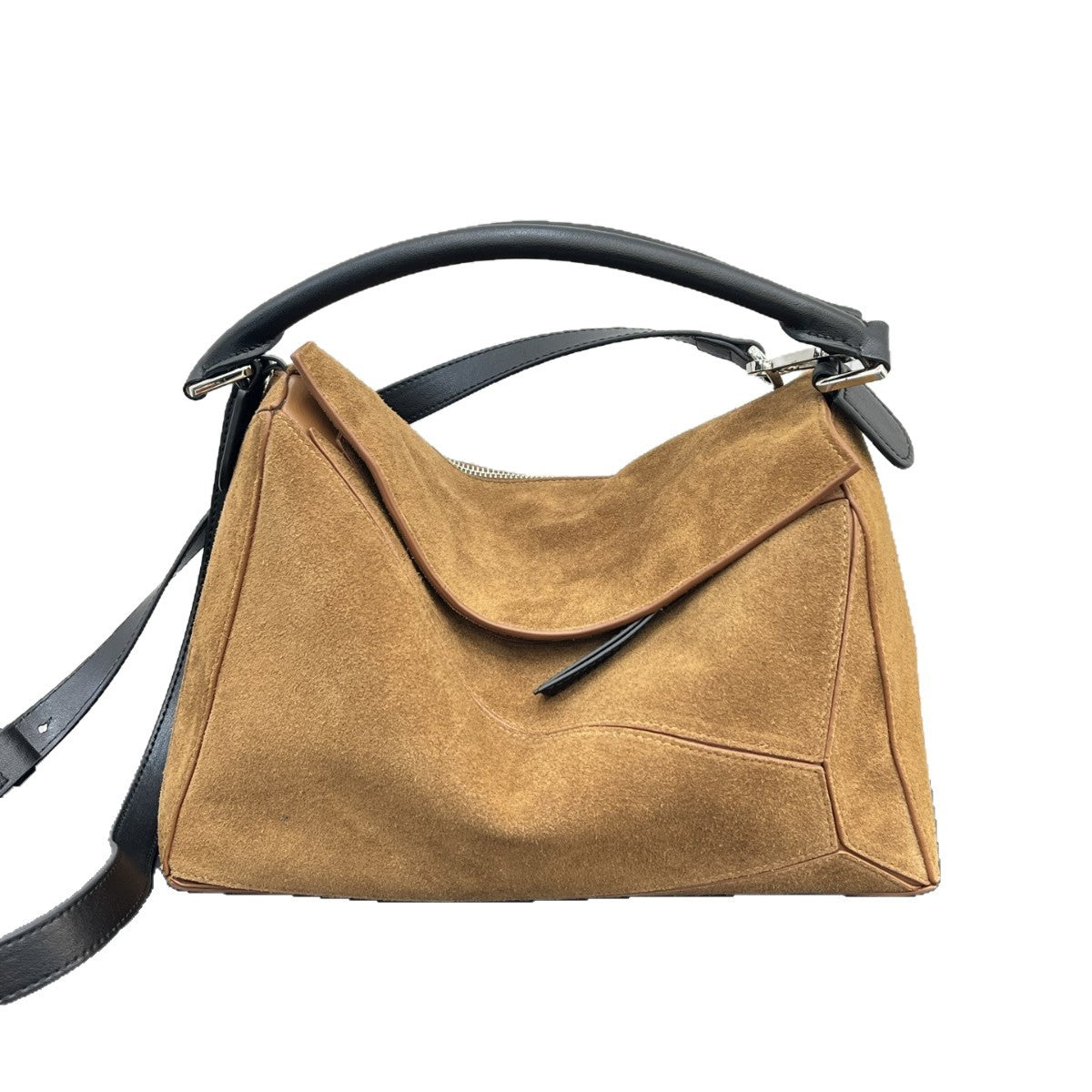 Women's Suede Tote Bag – Genuine Leather, Large Capacity, Quilted Patchwork Design