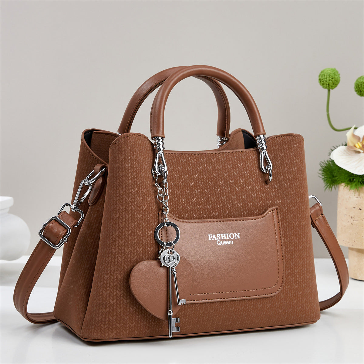 Women's Large Capacity Shoulder Bag – PU Leather Messenger Bag with Multiple Compartments
