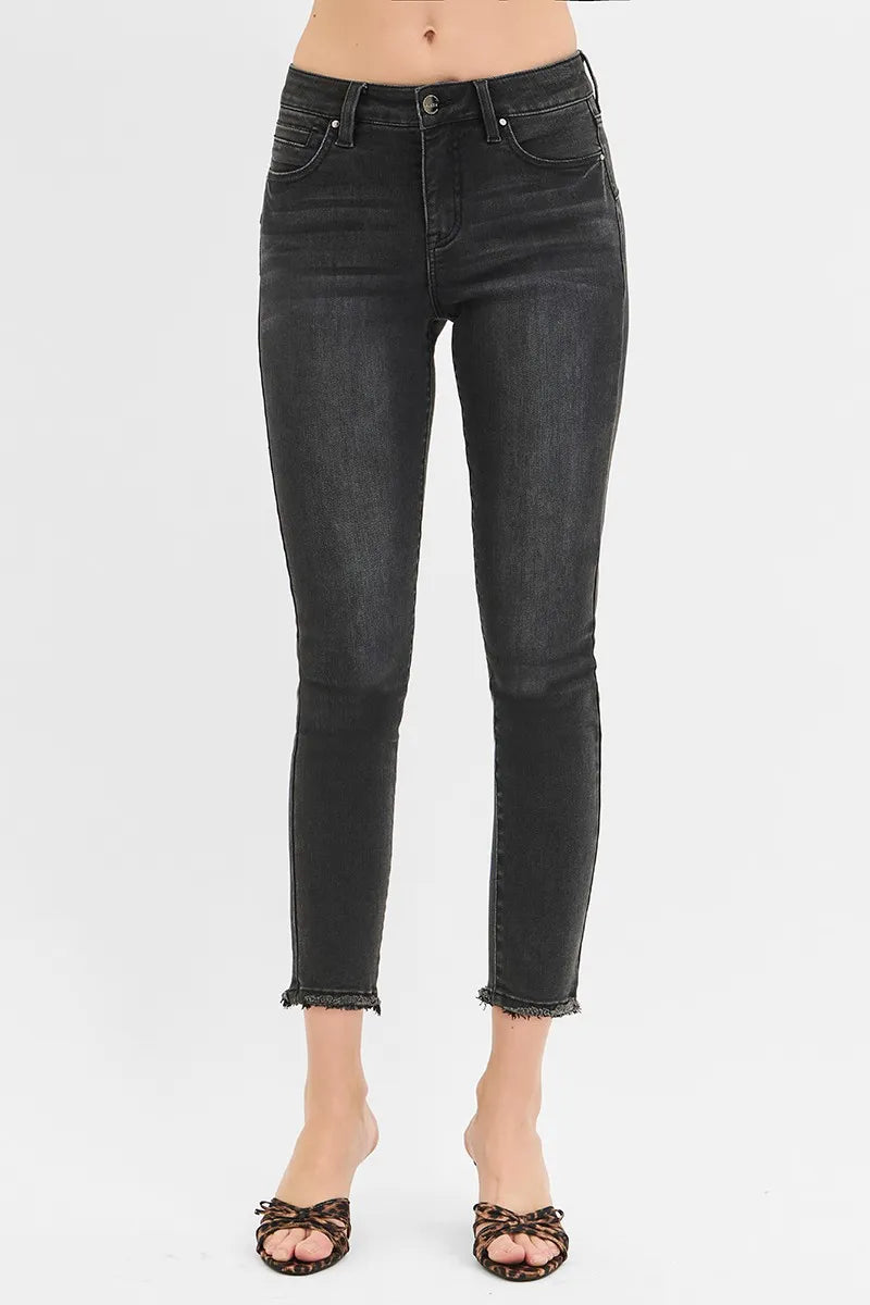 RISEN Full Size Tummy Control Mid Rise Crop Skinny Jeans Plus Size