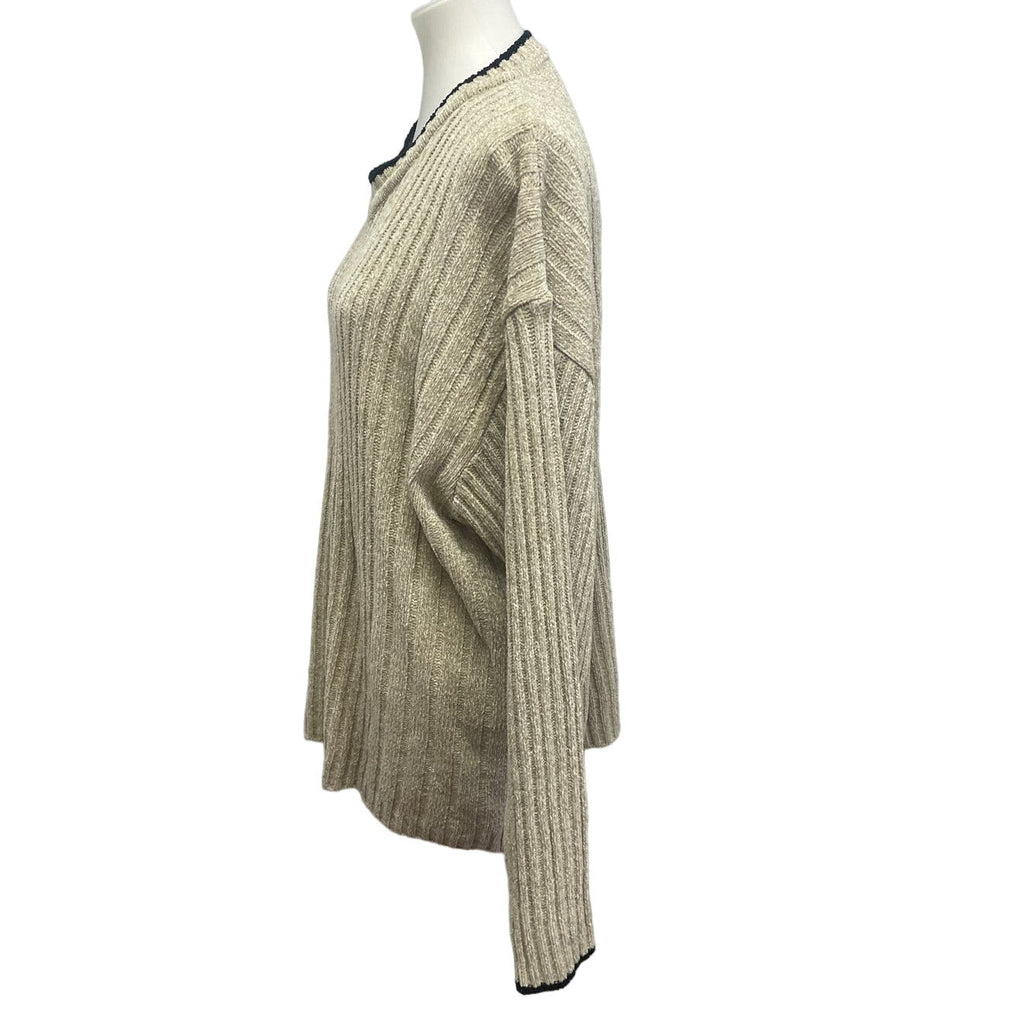 Untied Mens 3XL Long Sleeve Super Soft Acrylic V-Neck Solid Tan Pullover Sweater
