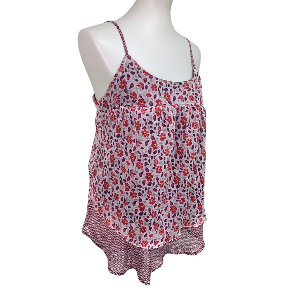 Faded Glory Womens Medium 100% Polyester Floral Spaghetti Strap Tank Top