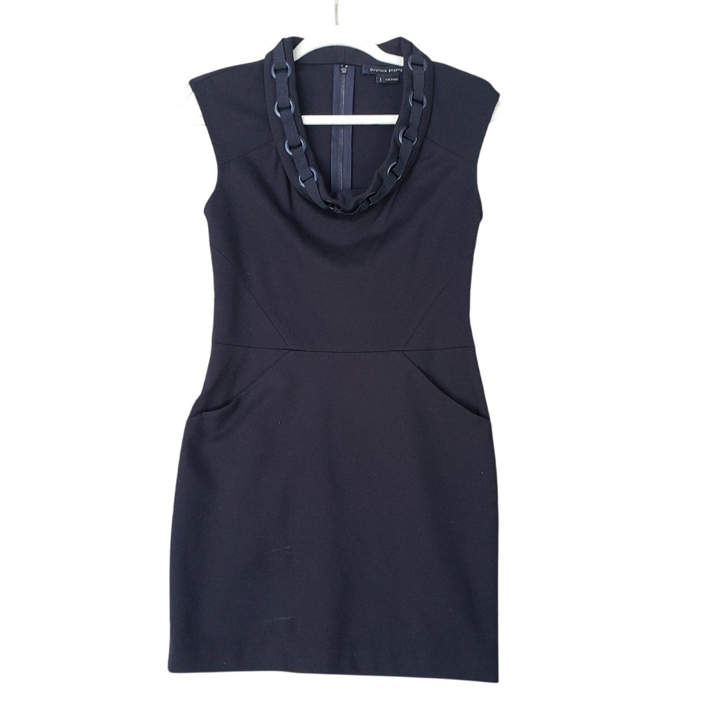Cynthia Steffe Womens Size 2 Black LBD Sleeveless Back Zip BodyCon Dress
