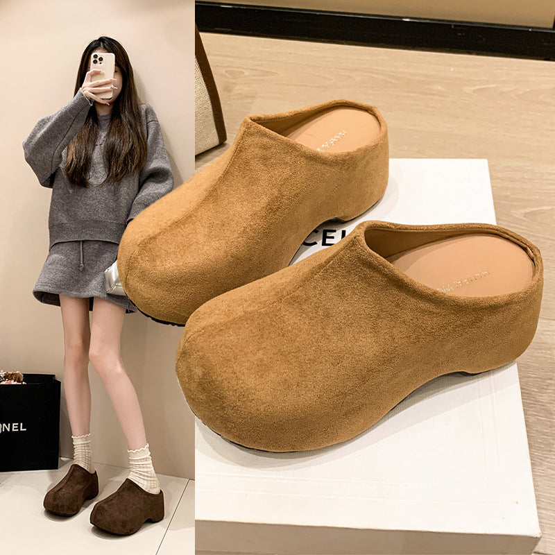 Women's Suede Platform Slippers - Height Boosting Comfort Shoes