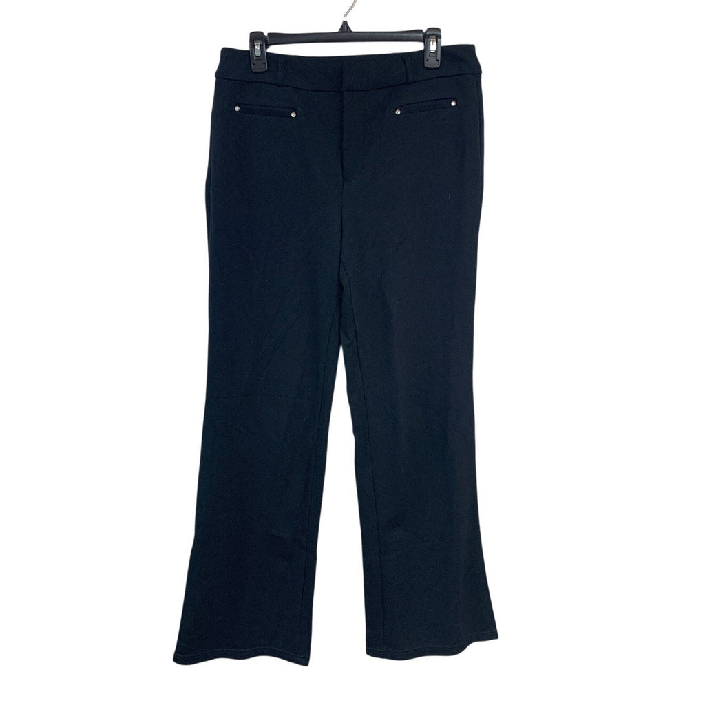 JM Collection Womens Size 10 Black Flat Front Stretchy Rayon Pants Faux Pockets