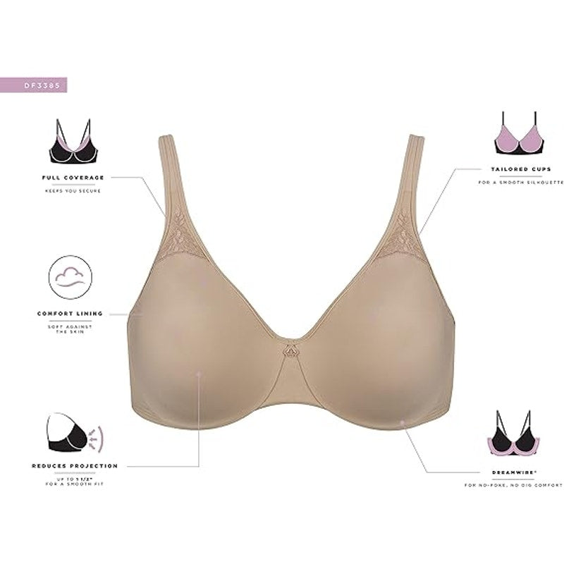New Bali Womens 36D Tan Passion Comfort Minimizer Full-Coverage Underwire Bra